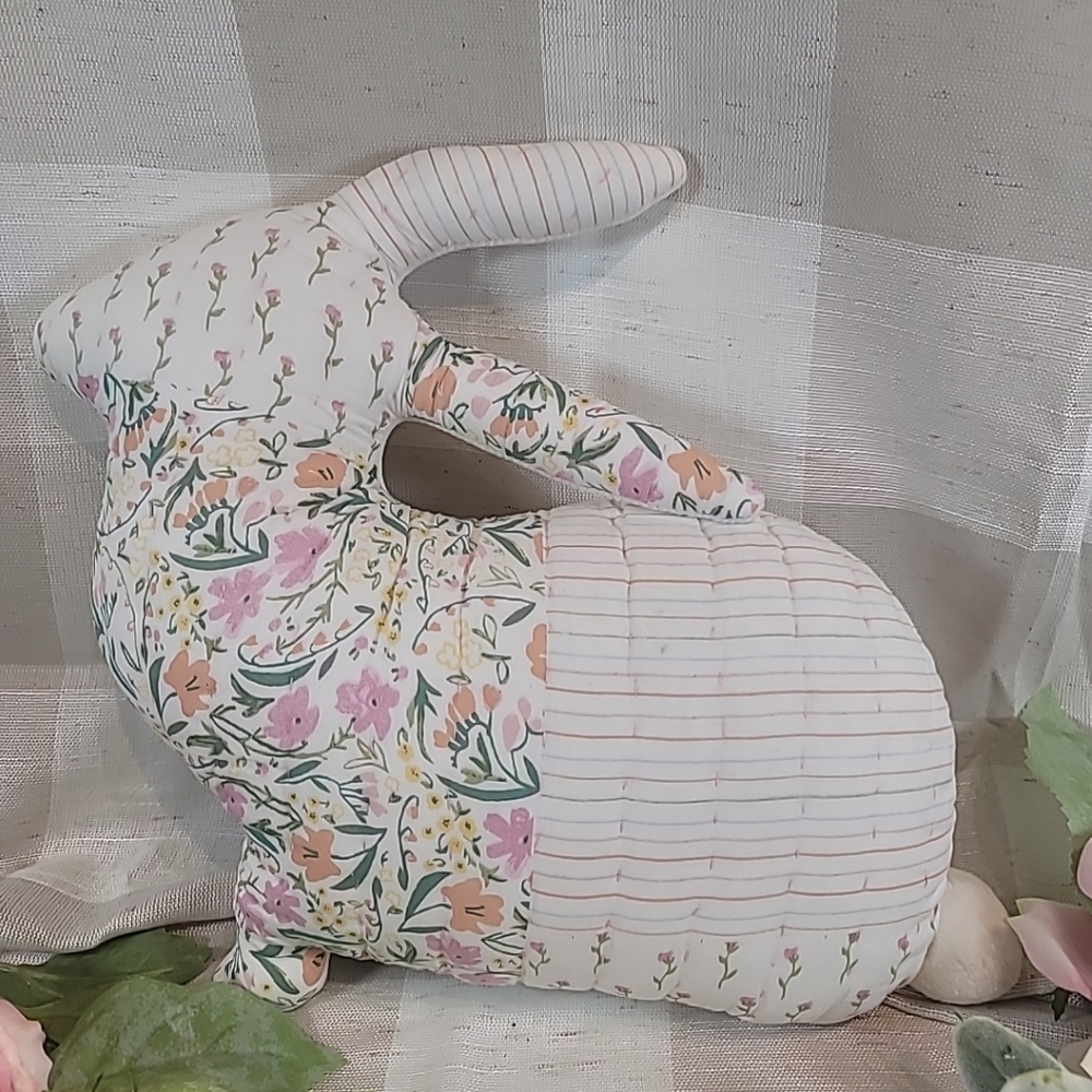 Threshold Patchwork Bunny Easter Throw Pillow Quilted Floral Spring 12.5"